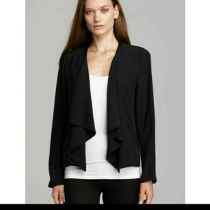 Eileen Fisher Silk Leather Trim Jacket Size M